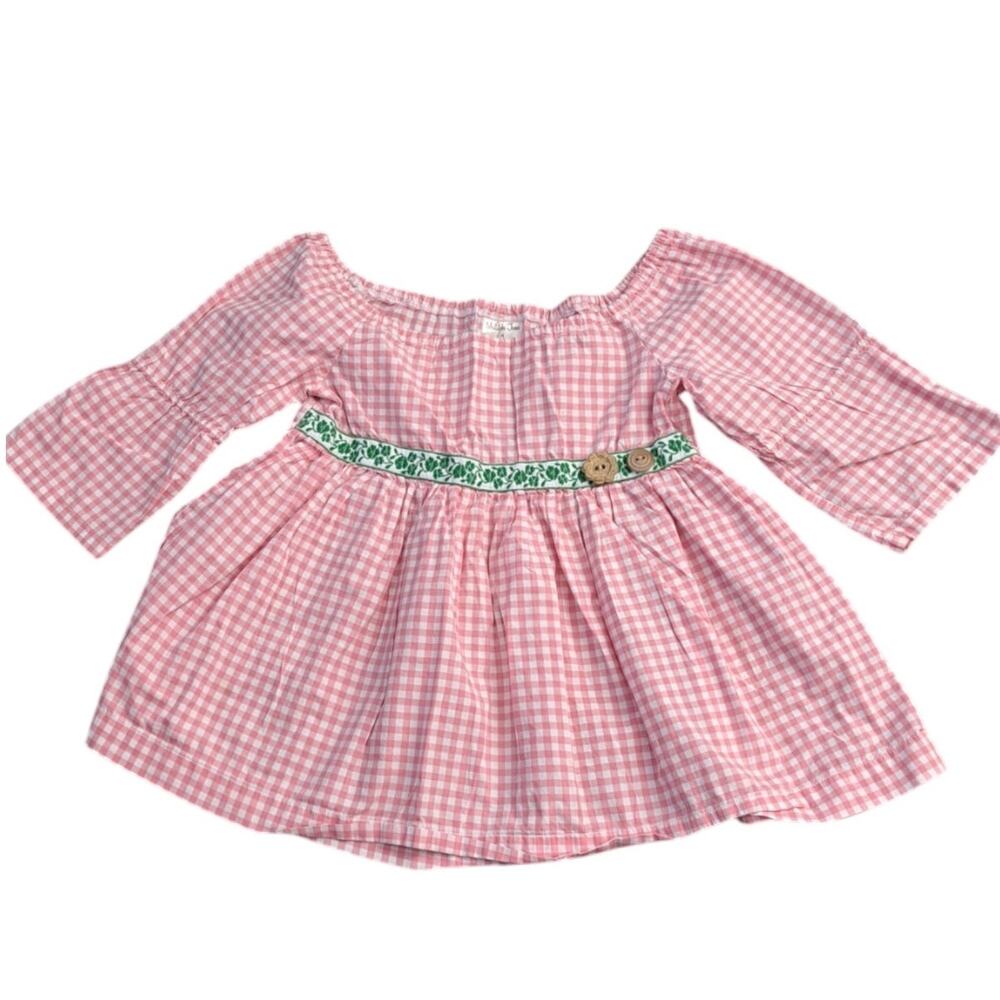 Matilda Jane Girls  Home Grown Ginger Peasant Top Pink Gingham Shirt Size 4 - Picture 2 of 8